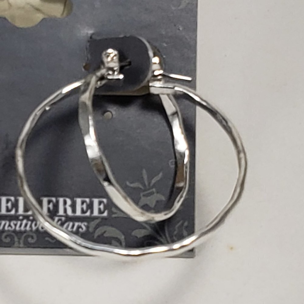 Silver Double Hoops design Earrings - 1.25-in - Women's Fashion Jewelry - Picture 5 of 7